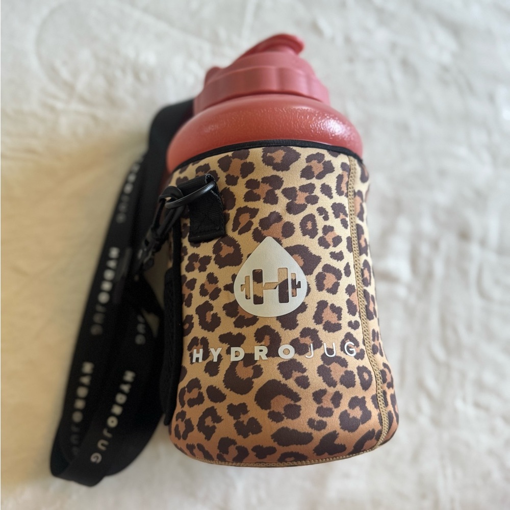 HydroJug with Leopard Sleeve and Straw